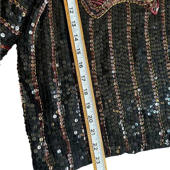 JUDITH ANN CREATIONS INC WOMENS SEQUIN TOP VINTAGE 100% SILK SZ M - Picture 6 of 16